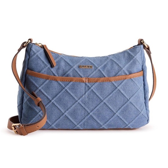Rosetti Handbags - Rosetti Blue and Tan Quilted Crossbody Bag